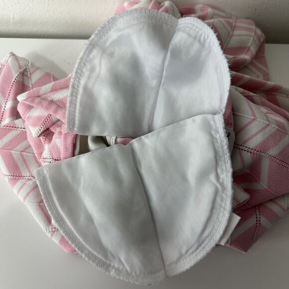 Vintage Alfred Dunner Sweater Women Extra Large Pink White Chevron Built In - Picture 14 of 16